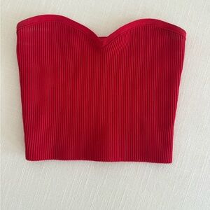 Aritzia Babaton Red Ribbed crop top